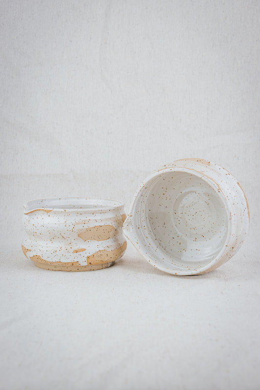 Matcha bowl speckled white