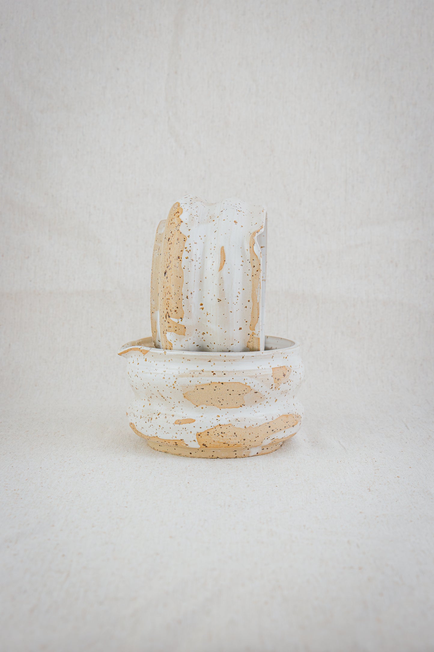 Matcha bowl speckled white