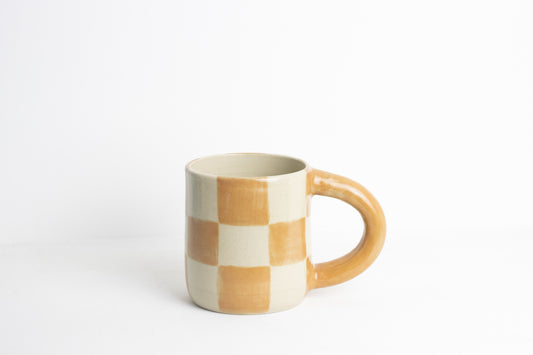 Tan checker mug