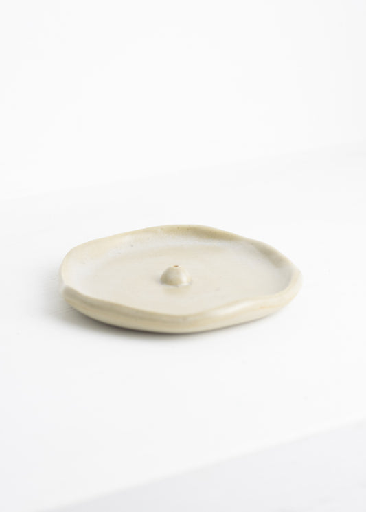 Incense holder round beige